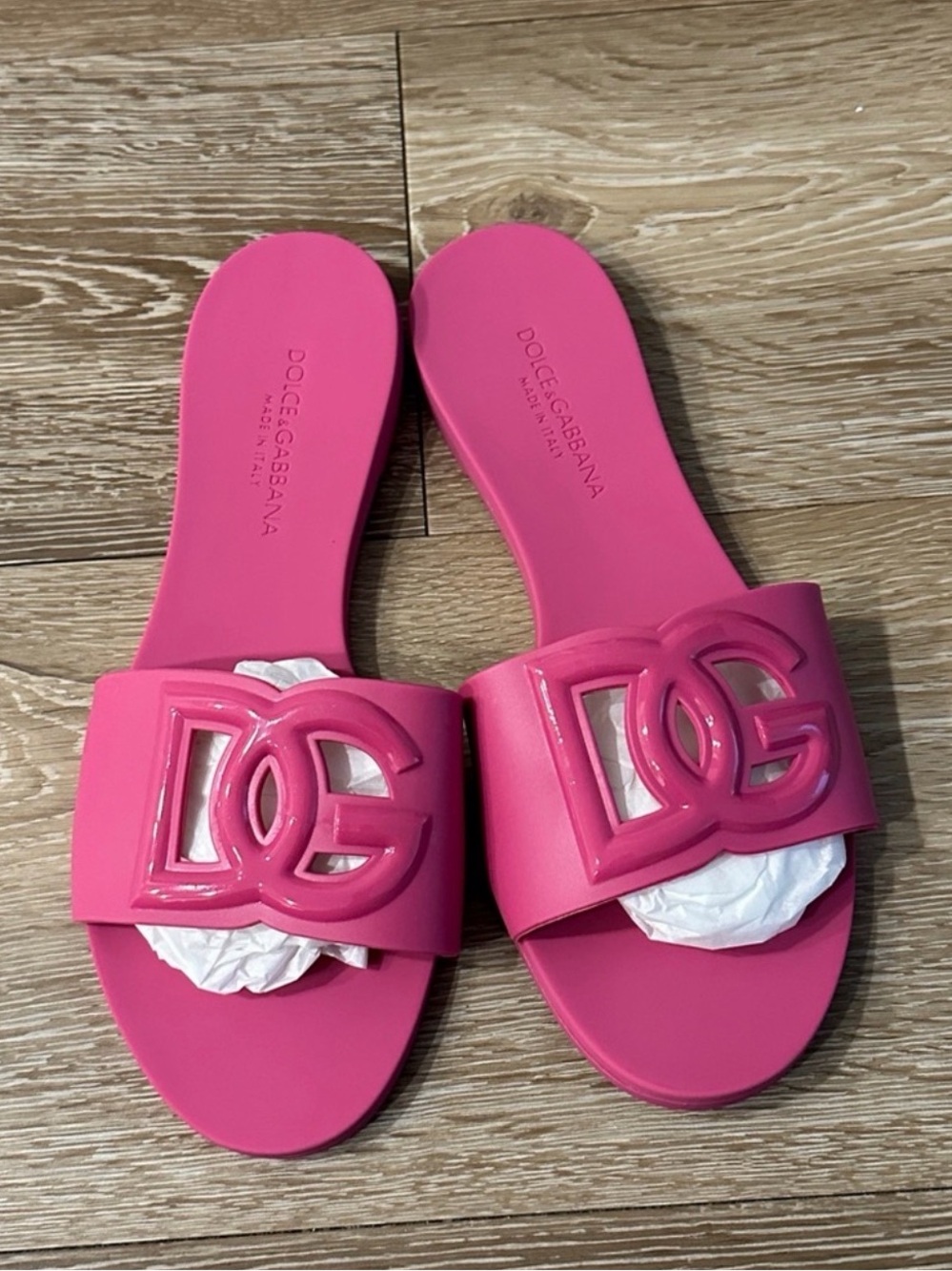 Dolce & Gabbana Pink DG Logo Slide Sandals